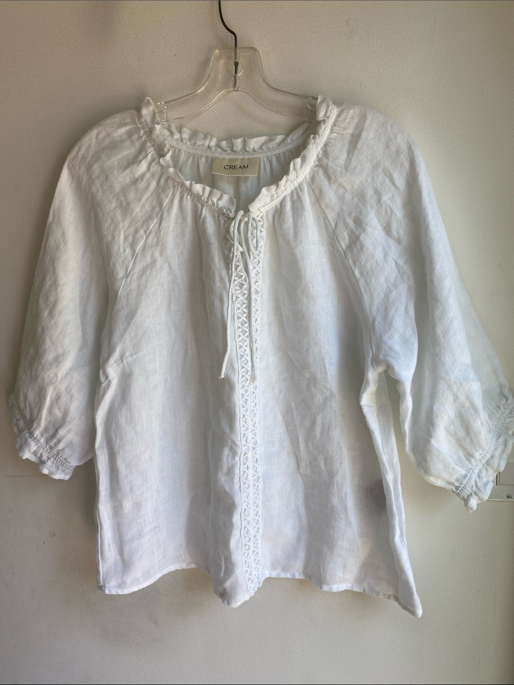 Cream Denmark 100% Linen Top Blouse S/M White